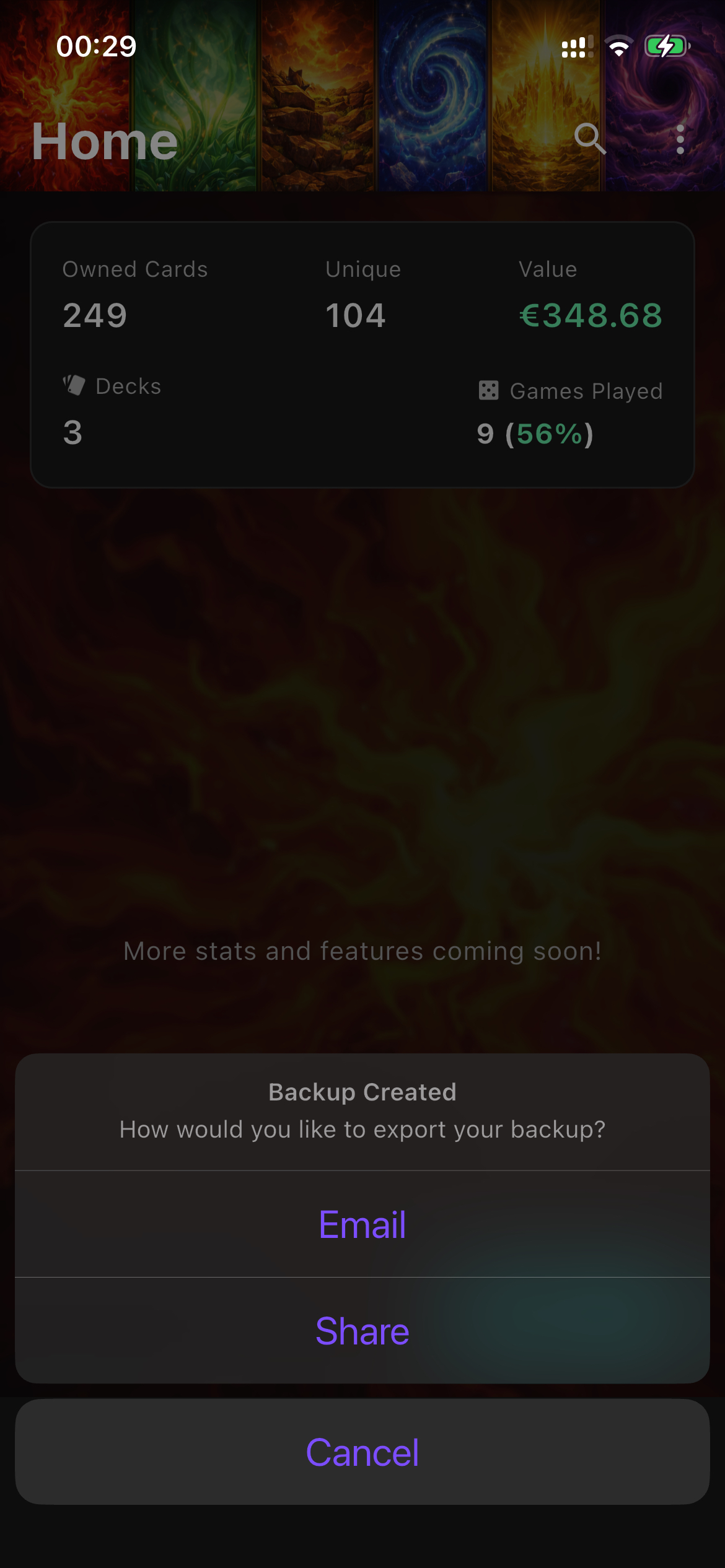 Backup creation screenshot
