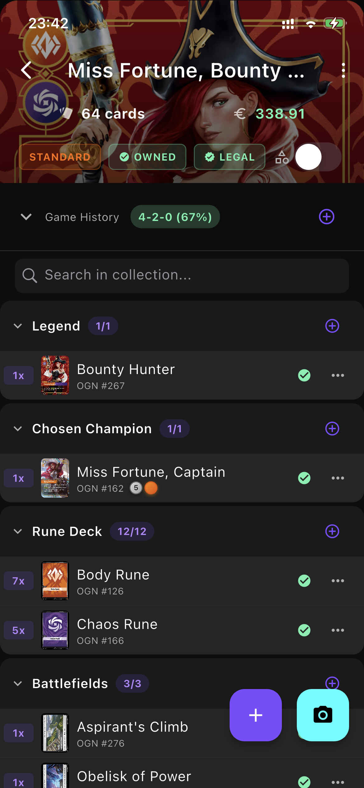 Single deck view with sections