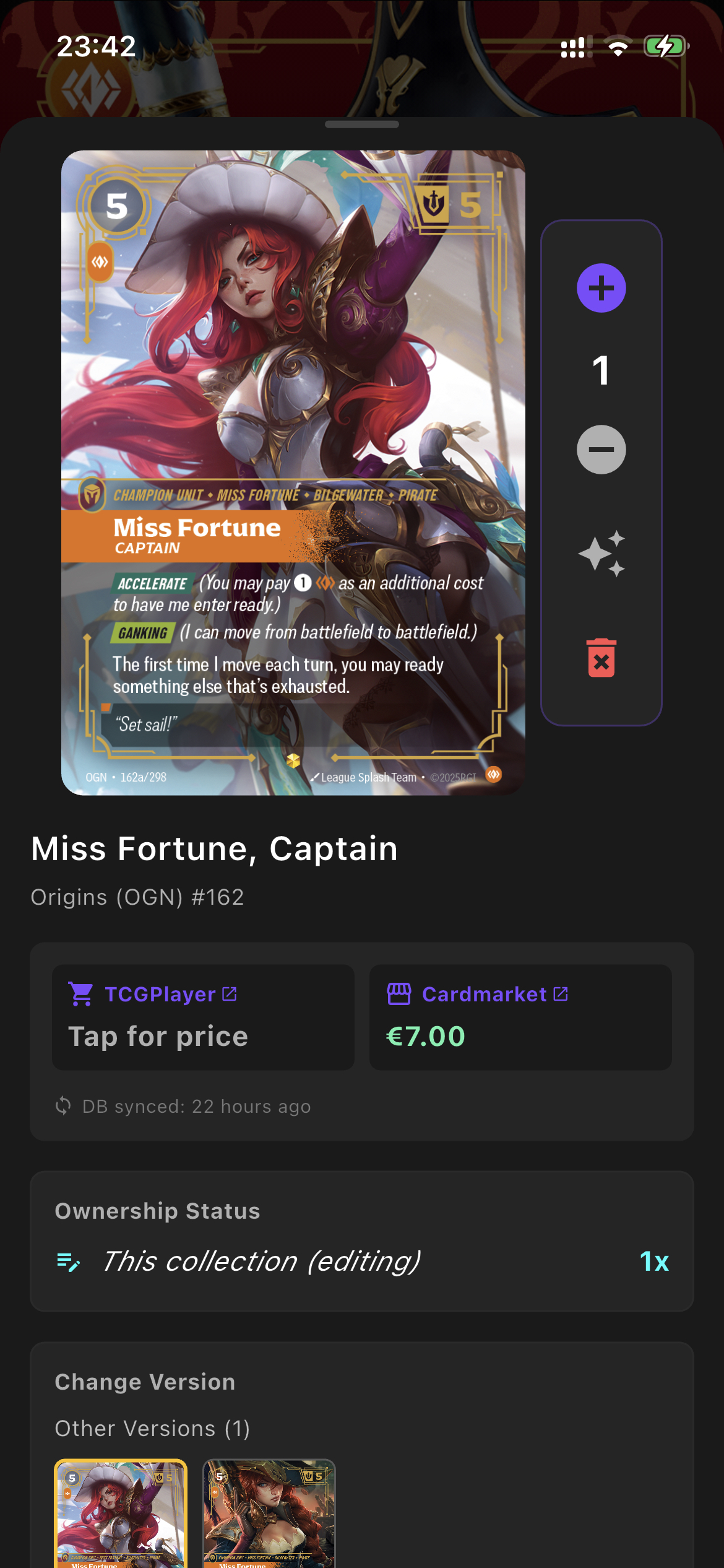 Previewing a card in deck