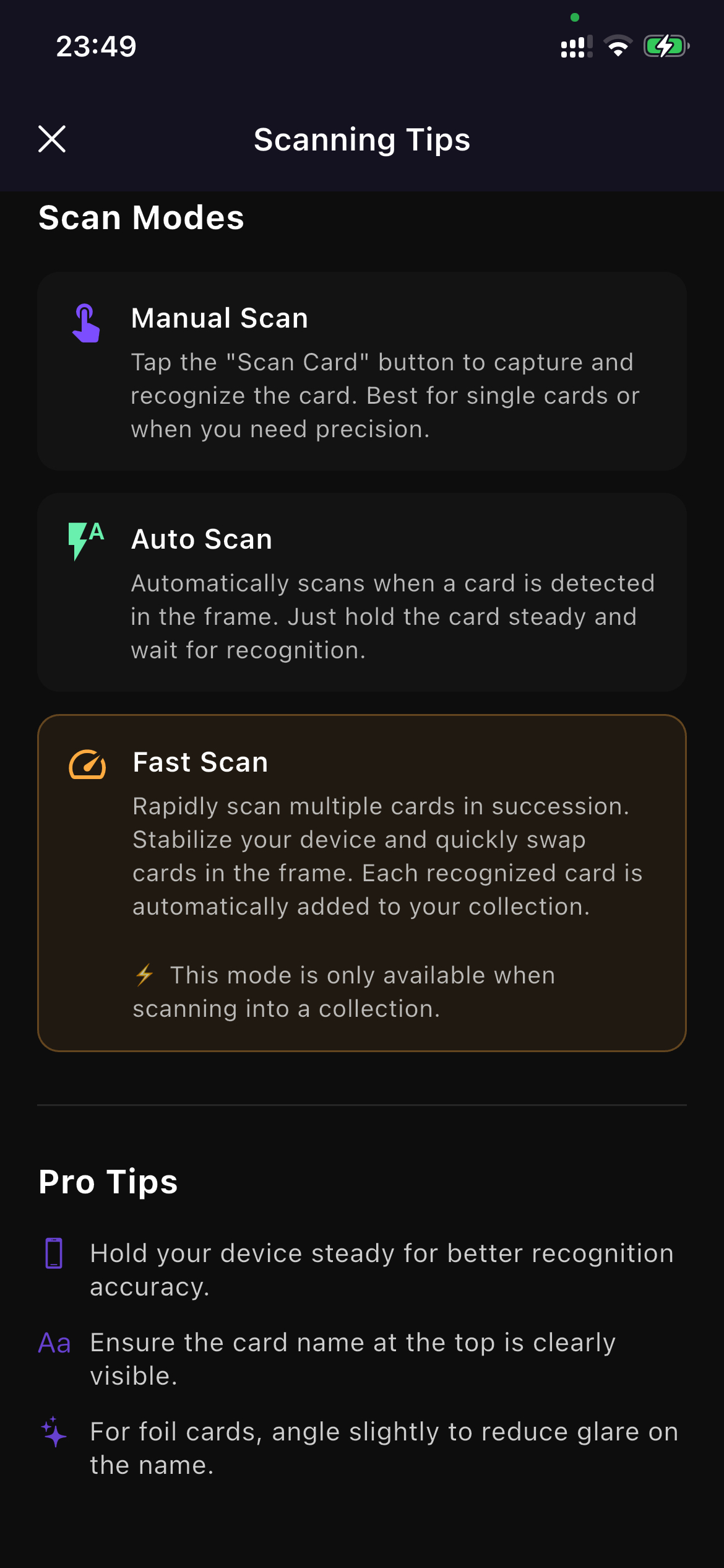 Scan modes