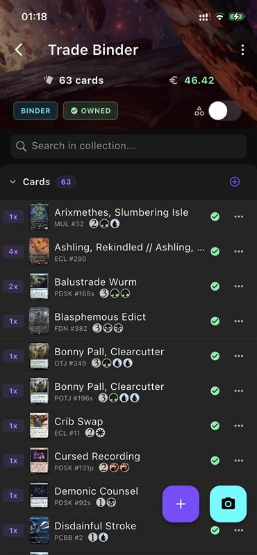 Cards in a collection