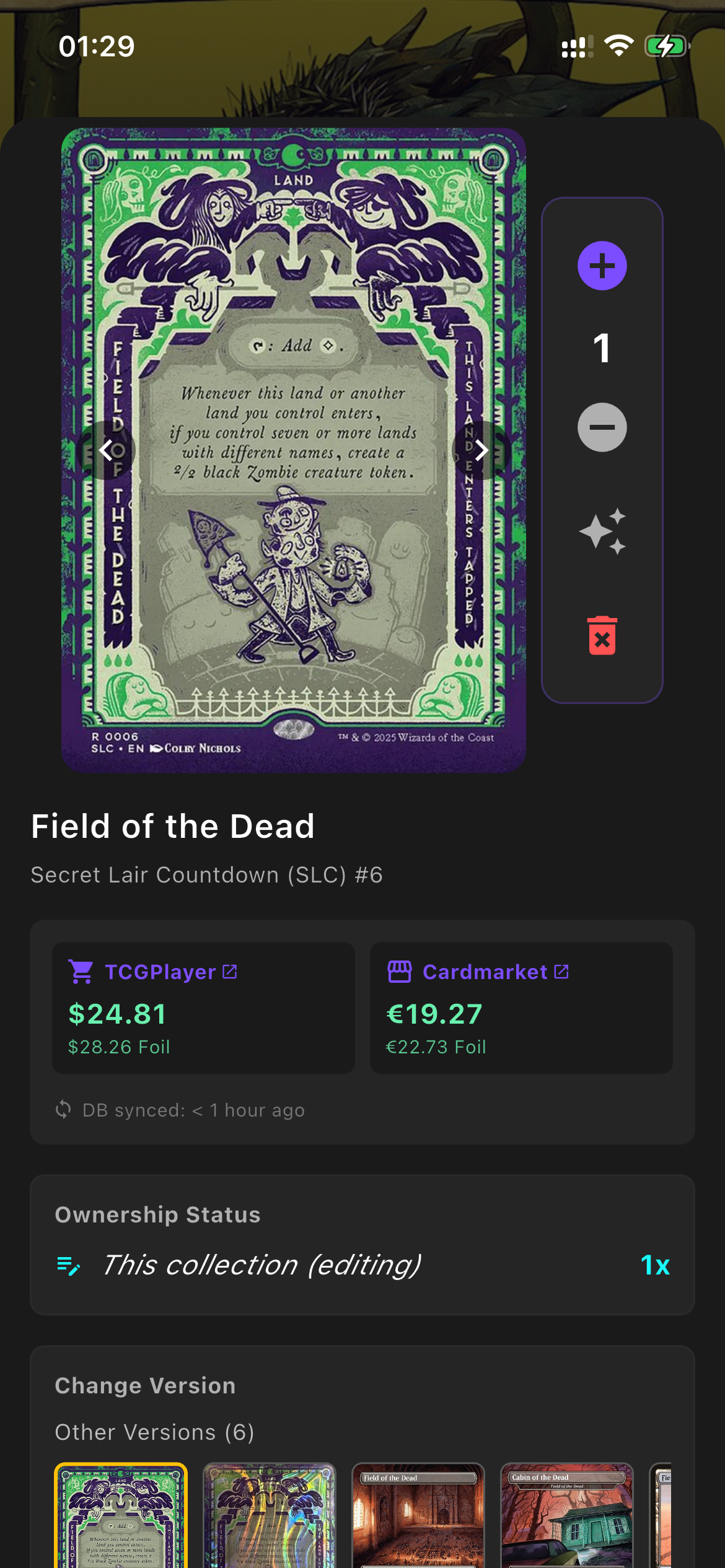 Previewing a card in deck